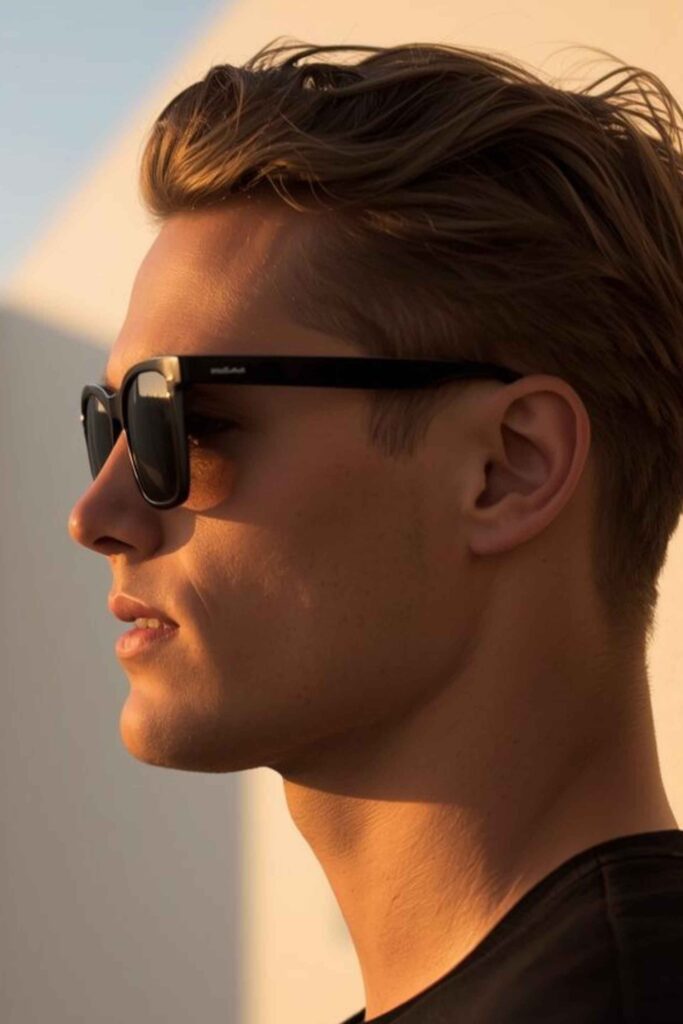 zoom sur une paire de lunette portée par une homme